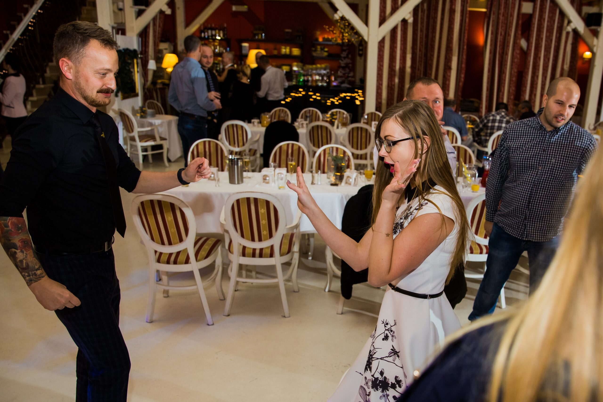 Dancing at a corporate party