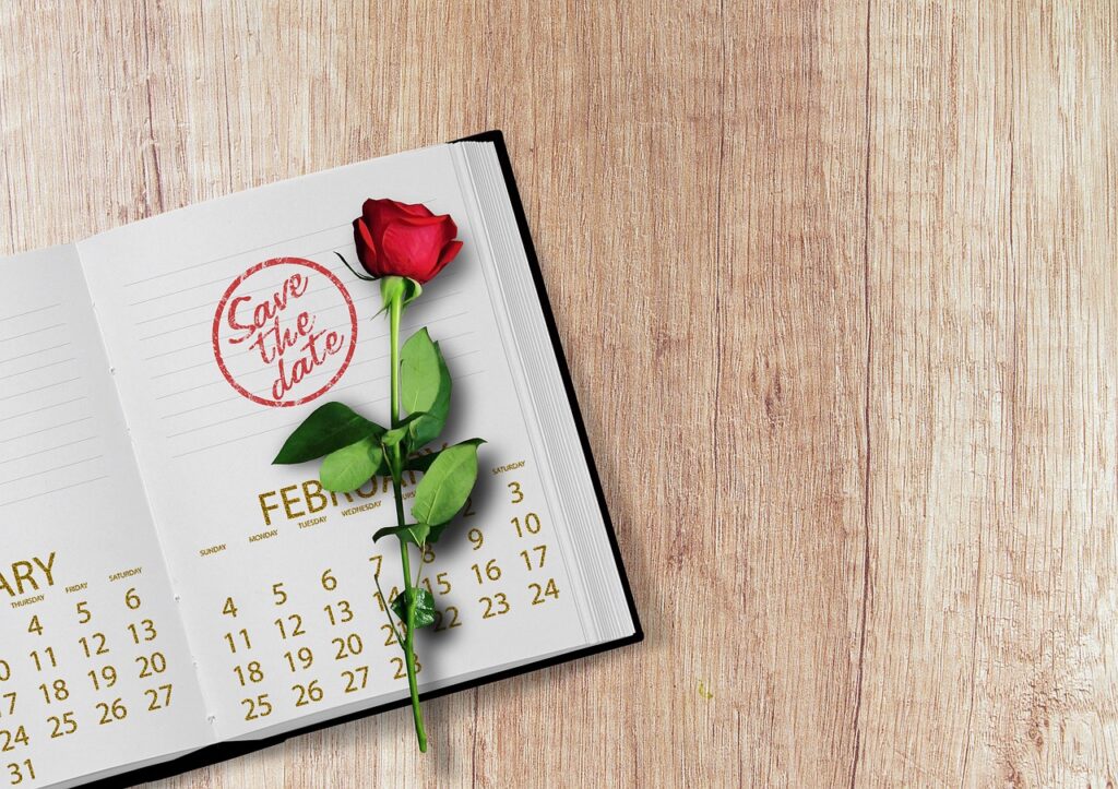 wedding schedule: calendar