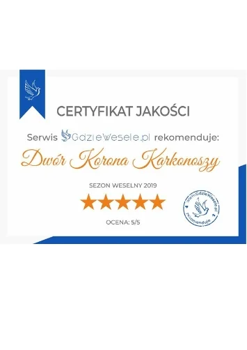 certyfikat Dworu Korona Karkonoszy w Sosnówce koło Karpacza
