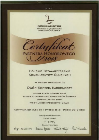 Urkunde der Krone des Karkonosze-Hofes in Sosnówka bei Karpacz
