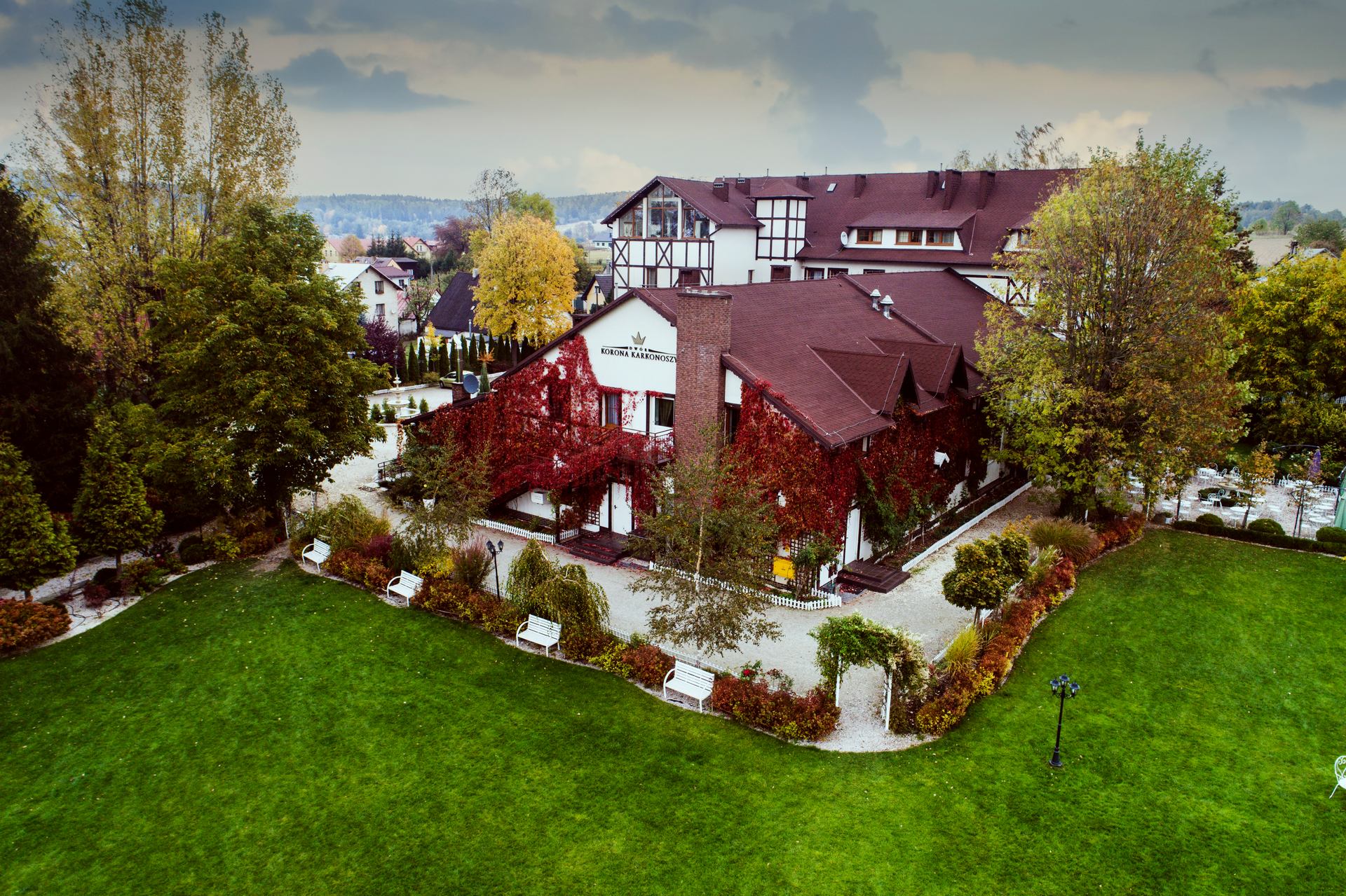 Dwór Korona Karkonosze in Sosnówka near Karpacz, view from above,