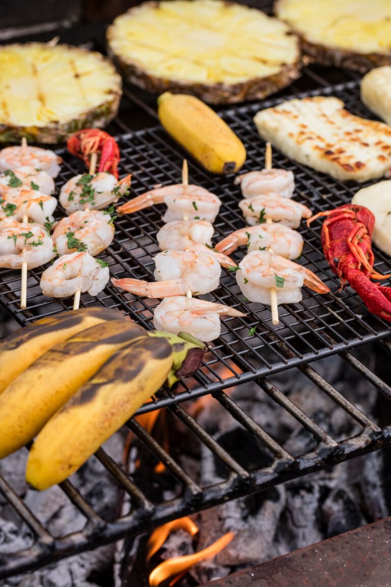 grilled shrimps, grill for vegetarians, Dwór Korona Karkonoszy in Sosnówka near Karpacz