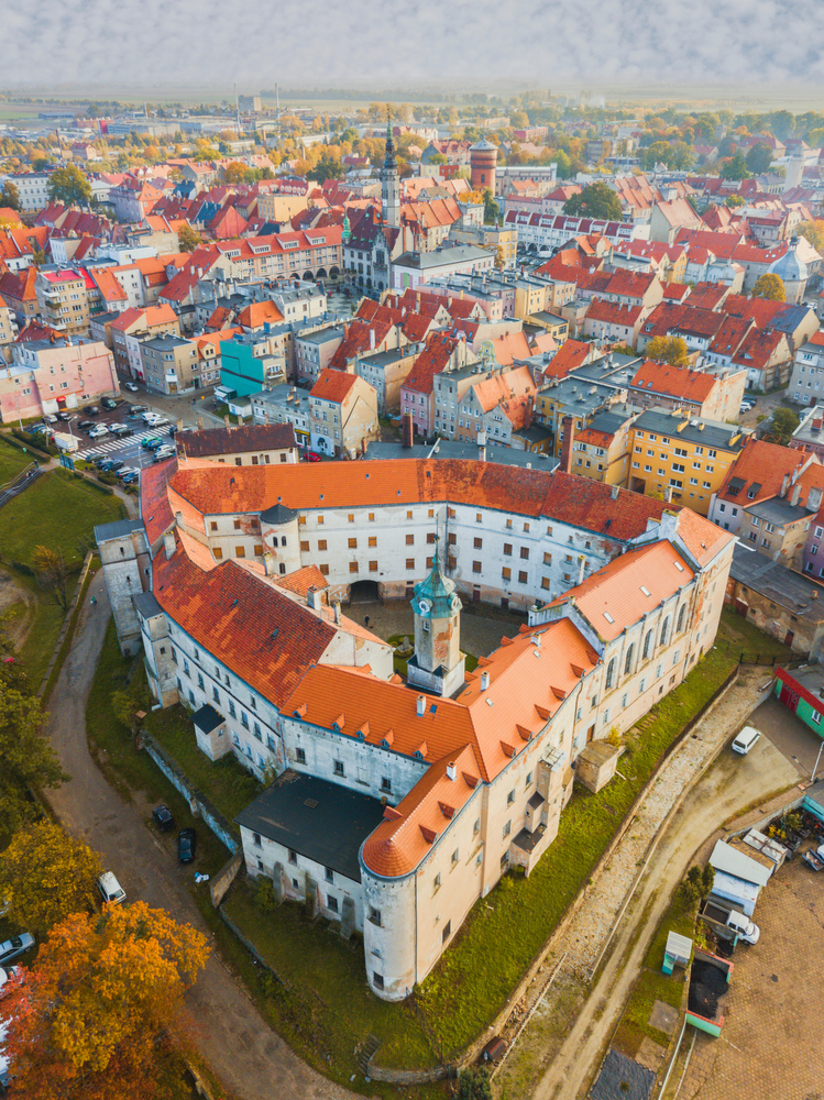 Blick auf die Burg Jawor von oben