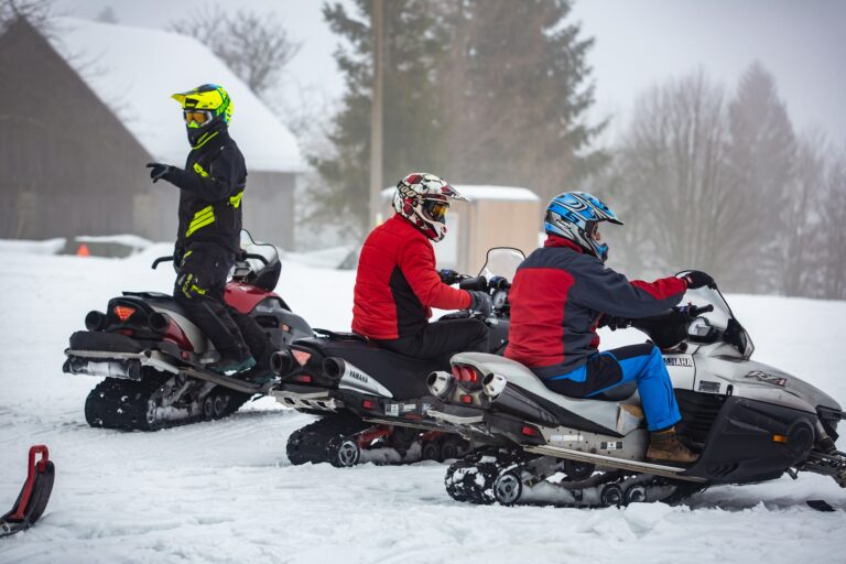 Fun on snowmobiles during a corporate event in the mountains