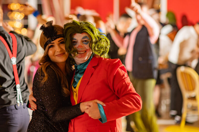 Themed company ball, costume party, dancing